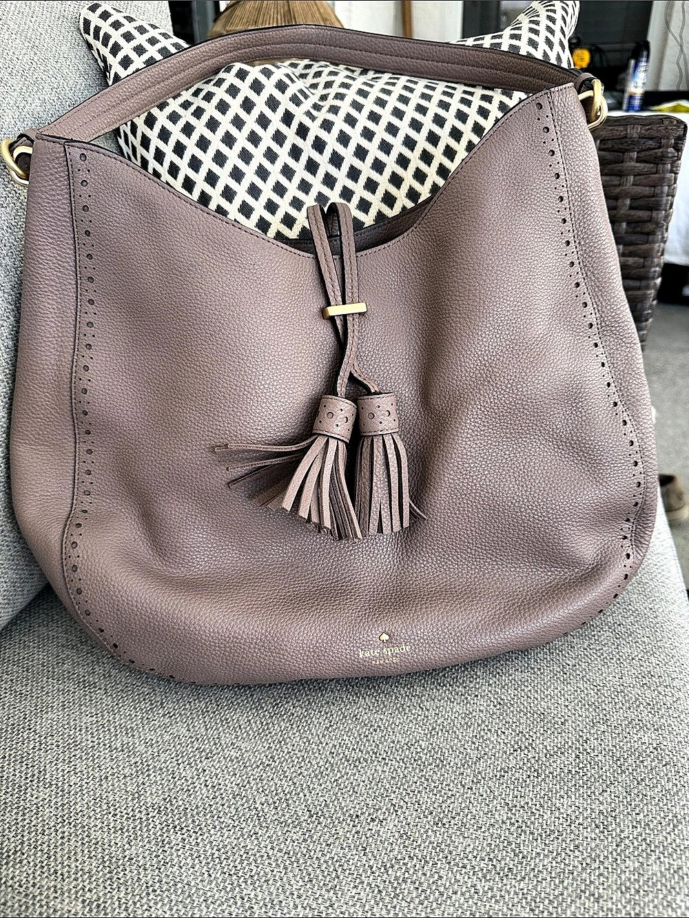 Kate Spade Leather Tassel Hobo in pinkish brown
